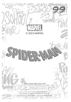 2023 Panini Marvel Spider-Man Welcome to the Spider-Verse Sticker Collection #99 Araña / Spider-Girl / Spiderling Back