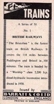 1970 Barratt Trains - English Text #1 British Railways Back