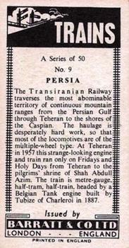 1970 Barratt Trains - English Text #9 Persia Back