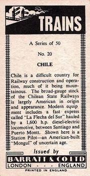 1970 Barratt Trains - English Text #20 Chile Back