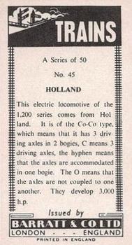 1970 Barratt Trains - English Text #45 Holland Back