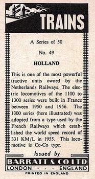 1970 Barratt Trains - English Text #49 Holland Back