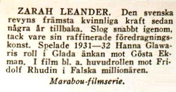 1930 Ergo-Cacao Marabou Filmserie #9 Zarah Leander Back