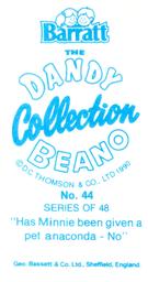 1990 Barratt The Dandy Beano Collection #44 