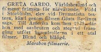 1930 Ergo-Cacao Marabou 2nd Filmserie #193 Greta Garbo Back