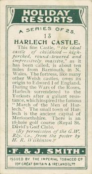 1925 F & J Smith Holiday Resorts #13 Harlech Castle Back