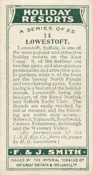 1925 F & J Smith Holiday Resorts #14 Lowestoft Back