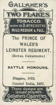 1899 Gallaher Regimental Colours & Standards #196 The Prince of Wales's Leinster Regiment (Royal Canadians) 1st Bat. Back