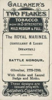 1899 Gallaher Regimental Colours & Standards #200 The Royal Marines (Artillery & Light Infantry) Back