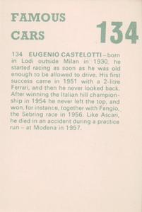 1972 Famous Cars #134 Eugenio Castelotti Back