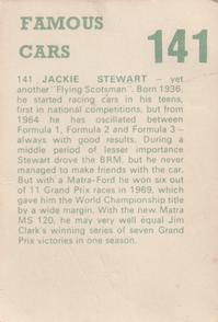 1972 Famous Cars #141 Jackie Stewart Back