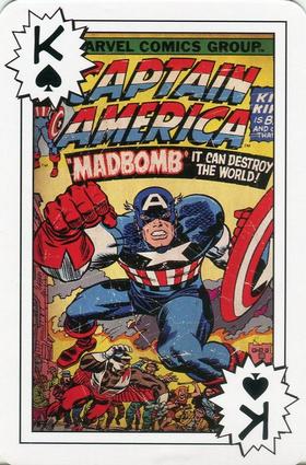 2012 Universal Studios Marvel Comics Playing Cards #K♠ Captain America #193 Front