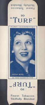 1947 Turf Radio Celebrities - Uncut Singles #34 Anona Winn Front