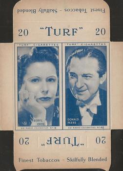 1947 Turf Radio Celebrities - Uncut Pairs #18 - 48 Beryl Orde - Donald Peers Front