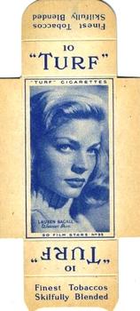 1947 Turf Film Stars - Uncut Singles #35 Lauren Bacall Front