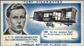 1956 Turf Famous British Fliers #1 J.T.C. Moore-Brabazon Front