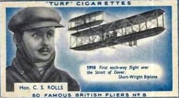 1956 Turf Famous British Fliers #5 C.S. Rolls Front
