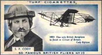 1956 Turf Famous British Fliers #10 S.F. Cody Front