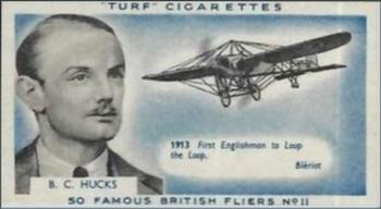 1956 Turf Famous British Fliers #11 B. C. Hucks Front