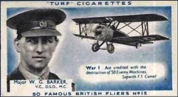 1956 Turf Famous British Fliers #15 W.G. Barker Front