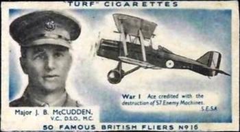 1956 Turf Famous British Fliers #16 J.B. McCudden Front