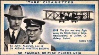 1956 Turf Famous British Fliers #18 John Alcock / Arthur Whitten Brown Front