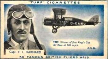 1956 Turf Famous British Fliers #19 F.L. Barnard Front