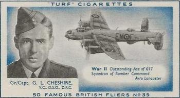 1956 Turf Famous British Fliers #39 G.L. Cheshire Front