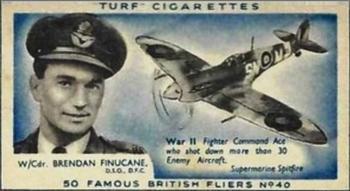 1956 Turf Famous British Fliers #40 Brendan Finucane Front