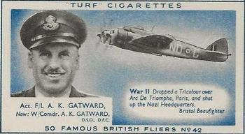1956 Turf Famous British Fliers #42 A.K. Gatward Front