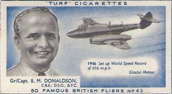 1956 Turf Famous British Fliers #43 E.M. Donaldson Front