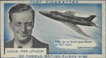 1956 Turf Famous British Fliers #50 Mike Lithgow Front