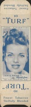 1948 Turf Film Favourites Uncut Singles #10 Janis Paige Front