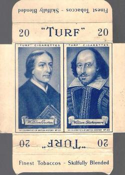 1951 Turf Celebrities of British History Uncut Pairs #21 / 45 William Caxton / William Shakespeare Front