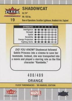 2023 Fleer Throwbacks '89 Marvel Edition - Orange #19 Shadowcat Back