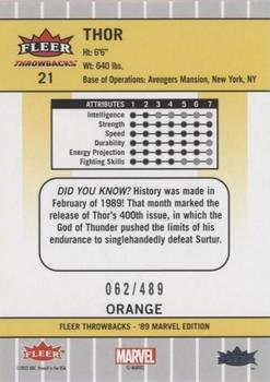 2023 Fleer Throwbacks '89 Marvel Edition - Orange #21 Thor Back