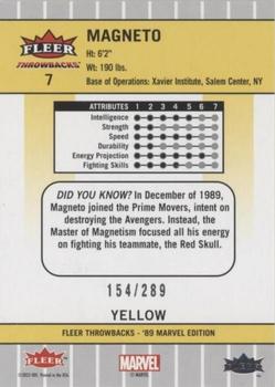 2023 Fleer Throwbacks '89 Marvel Edition - Yellow #7 Magneto Back