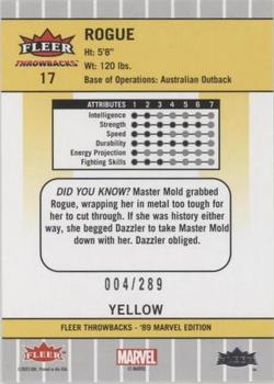 2023 Fleer Throwbacks '89 Marvel Edition - Yellow #17 Rogue Back