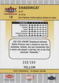 2023 Fleer Throwbacks '89 Marvel Edition - Yellow #19 Shadowcat Back