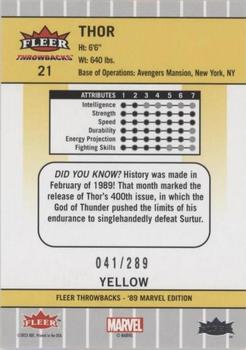 2023 Fleer Throwbacks '89 Marvel Edition - Yellow #21 Thor Back
