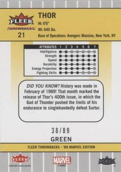 2023 Fleer Throwbacks '89 Marvel Edition - Green #21 Thor Back