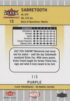 2023 Fleer Throwbacks '89 Marvel Edition - Purple #15 Sabretooth Back