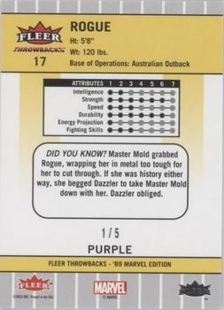 2023 Fleer Throwbacks '89 Marvel Edition - Purple #17 Rogue Back