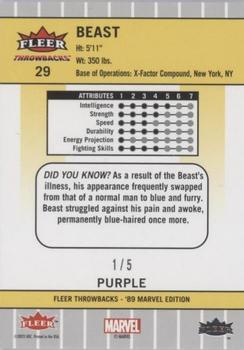2023 Fleer Throwbacks '89 Marvel Edition - Purple #29 Beast Back