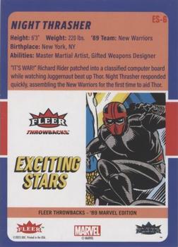 2023 Fleer Throwbacks '89 Marvel Edition - Exciting Stars #ES-6 Night Thrasher Back