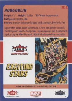 2023 Fleer Throwbacks '89 Marvel Edition - Exciting Stars #ES-8 Hobgoblin Back