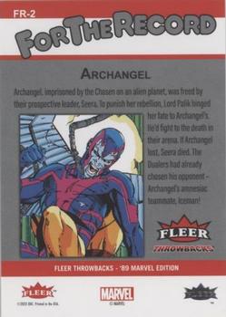 2023 Fleer Throwbacks '89 Marvel Edition - For the Record #FR-2 Archangel Back