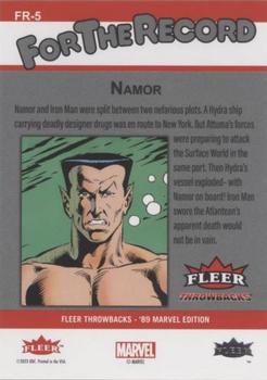 2023 Fleer Throwbacks '89 Marvel Edition - For the Record #FR-5 Namor Back