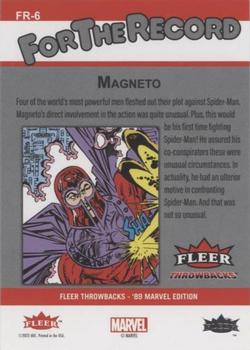 2023 Fleer Throwbacks '89 Marvel Edition - For the Record #FR-6 Magneto Back