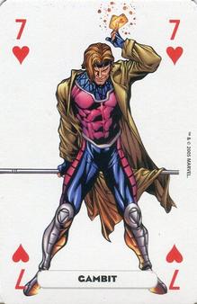 2005 Panini Marvel Heroes Playing Cards Red Backs #7♥ Gambit Front